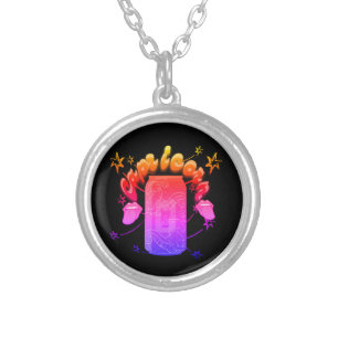 Mikitiez capricorn devil rockstar saturn silver plated necklace