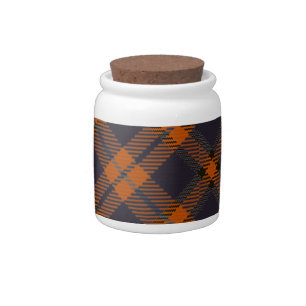 Mikitiez classic retro vintage darkblue checked Ti Candy Jar