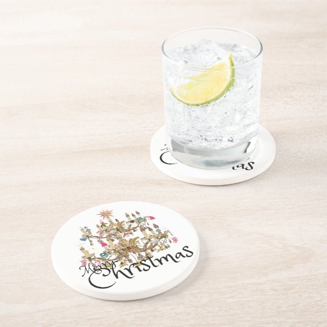 Mikitiez classicwhitechristmas light jollyholly coaster (Side)