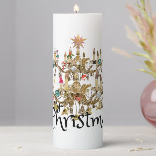 Mikitiez classicwhitechristmas light jollyholly pillar candle