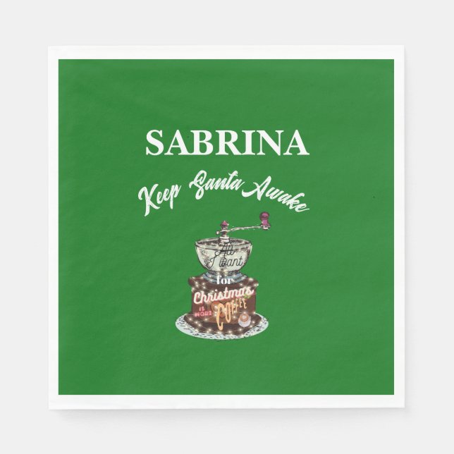 Mikitiez coffee christmas quote cute caffeine  napkins (Front)