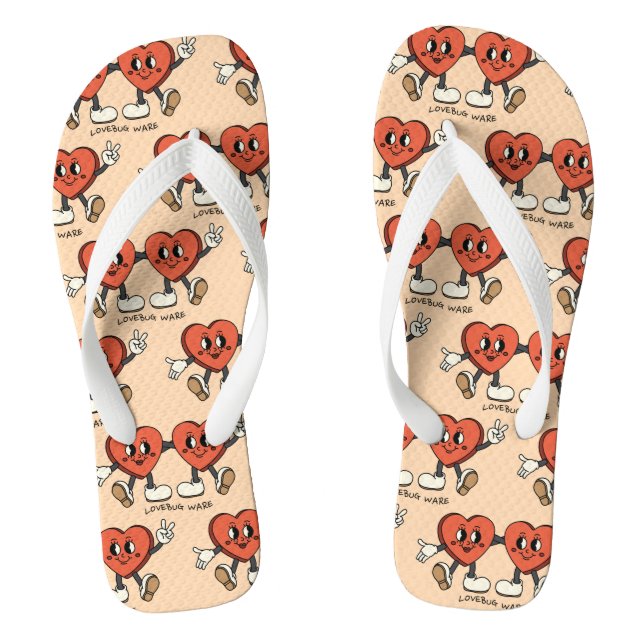 Mikitiez custom valentine funny lovebug software flip flops (Footbed)