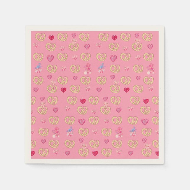 Mikitiez cute pretzel bread cozy valentine pastry  napkins (Front)