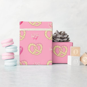 Mikitiez cute pretzel bread cozy valentine pastry  wrapping paper