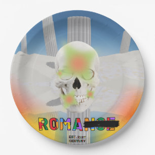 Mikitiez dreamer skull tatto rainbow rose beach Ro Paper Plates