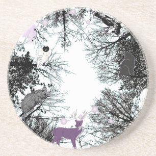Mikitiez fairy magical tree forest owl mole  coaster