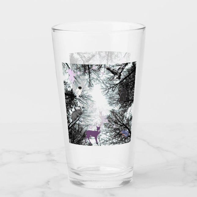 Mikitiez fairy magical tree forest owl mole  glass (Front)