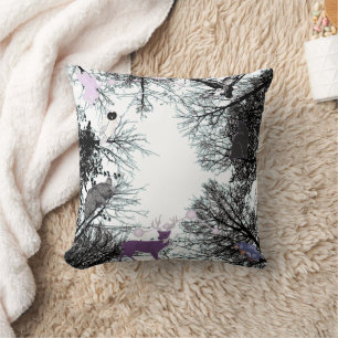 Mikitiez fairy magical tree forest owl mole  throw pillow