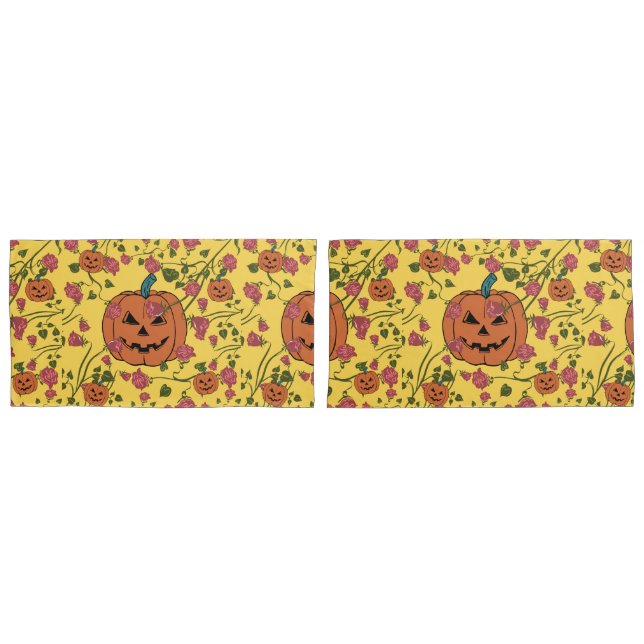 Mikitiez halloween pumpkin spooky october fall red pillow case (Front-Set)