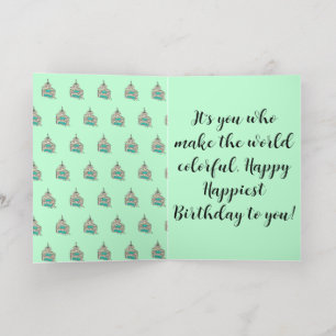 Mikitiez HappyBirthday cakeseason sprinkle balloon Foil Greeting Card