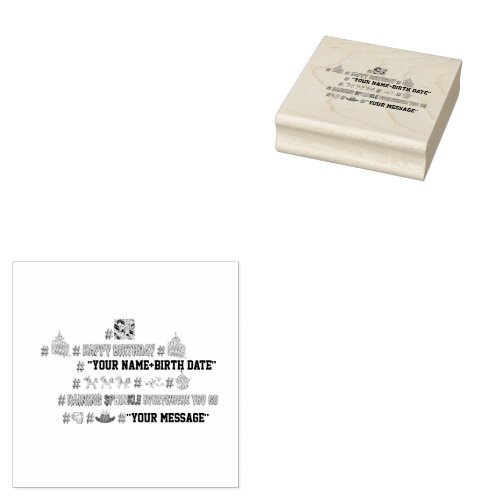 Mikitiez hashtag happybirthday emoji customize sto rubber stamp