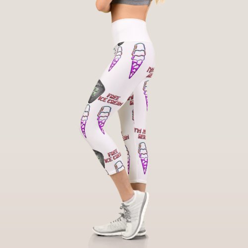 Mikitiez ice cream gelato rollingstone rock green  capri leggings