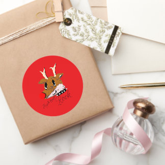 Mikitiez jinglebellrock punk gothmas reindeer classic round sticker