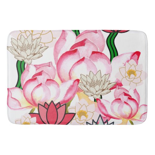 Mikitiez lotus rose flower garden bath mat