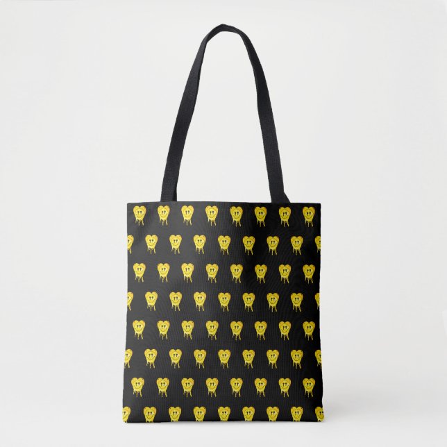 Mikitiez melt yellow heart smile friendship tote bag (Front)