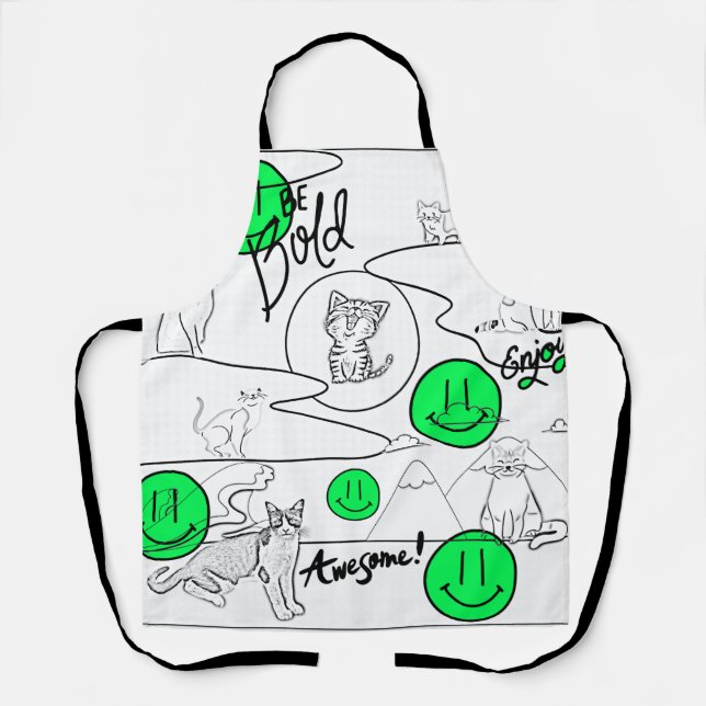 Mikitiez meow summer cat party beach  apron (Front)