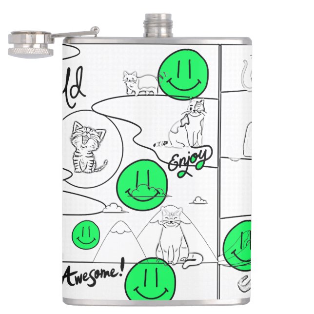 Mikitiez meow summer cat party beach  flask (Opened)