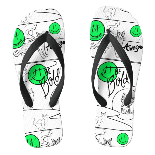Mikitiez meow summer cat party beach  flip flops (Footbed)
