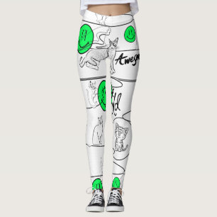 Mikitiez meow summer cat party beach  leggings