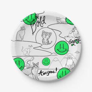 Mikitiez meow summer cat party beach  paper plates