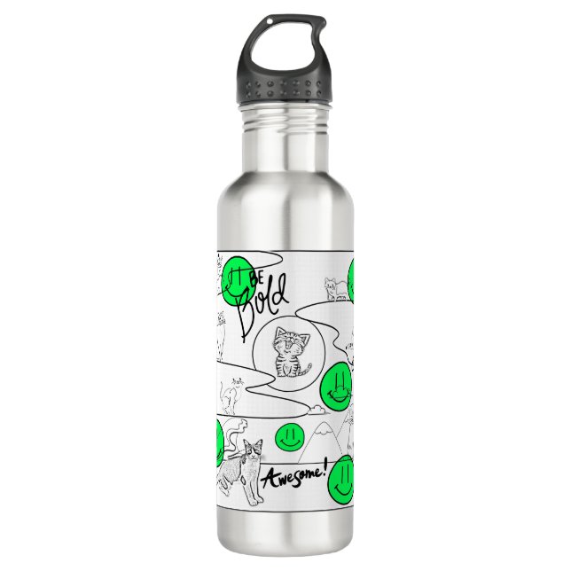 Mikitiez meow summer cat party beach  stainless steel water bottle (Front)