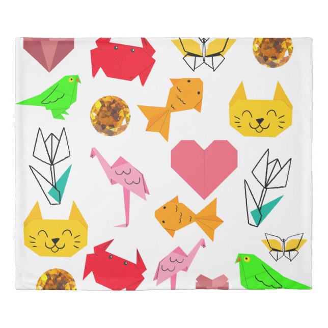 Mikitiez origami cancer summer jewel animal cat  duvet cover (Front)