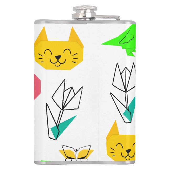 Mikitiez origami cancer summer jewel animal cat  flask (Back)
