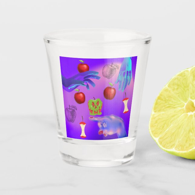 Mikitiez red skull toxic apple vegan summer shot glass (Front)