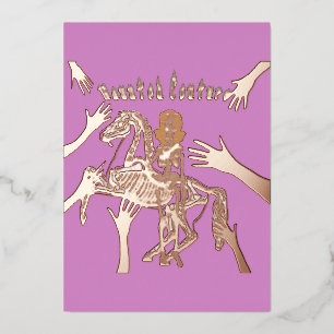 Mikitiez renaissance costume spooky vibes skull foil holiday card