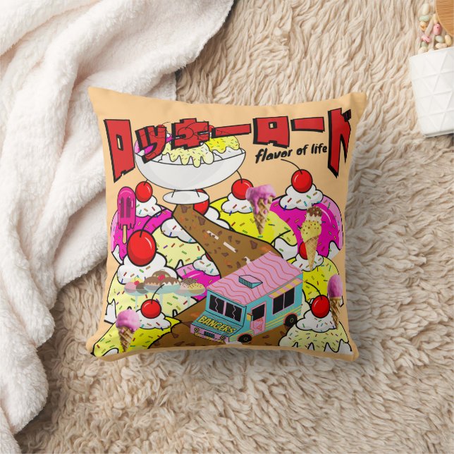 Mikitiez rockyroad icecream manga summer banger throw pillow (Blanket)