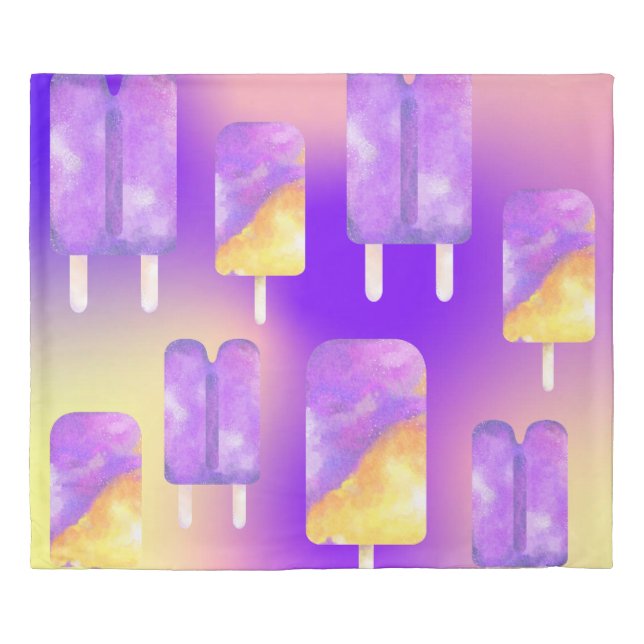 Mikitiez summer rainbow purple gold popsicle duvet cover (Front)