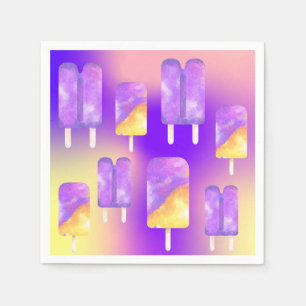 Mikitiez summer rainbow purple gold popsicle napkins
