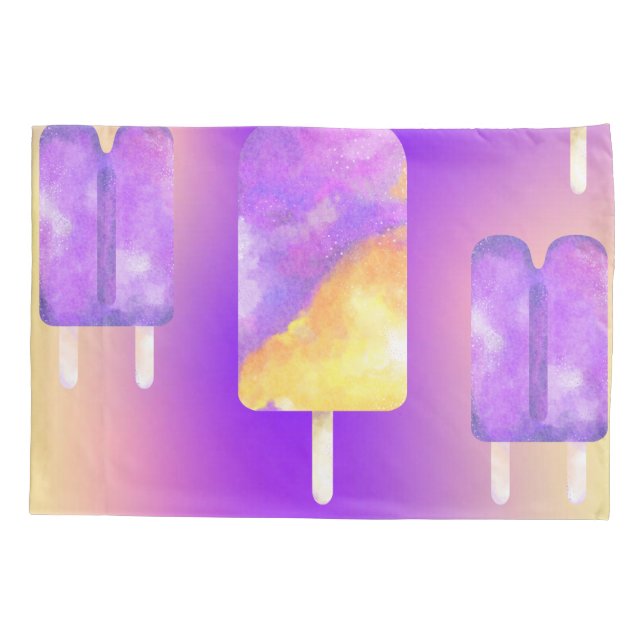 Mikitiez summer rainbow purple gold popsicle pillow case (Back)