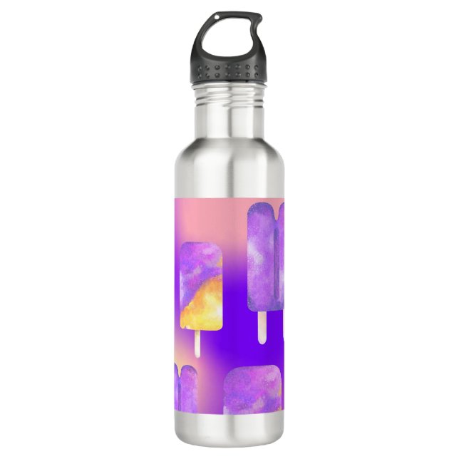 Mikitiez summer rainbow purple gold popsicle stainless steel water bottle (Front)