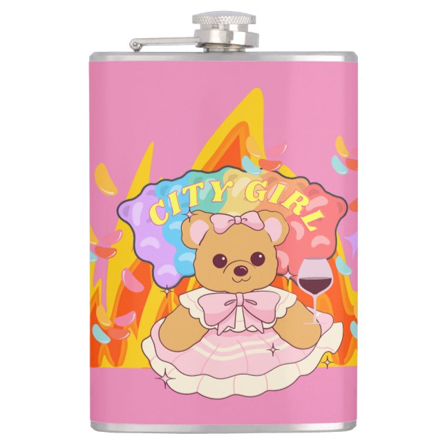 Mikitiez summer teddy bear jelly red wine fire flask (Front)