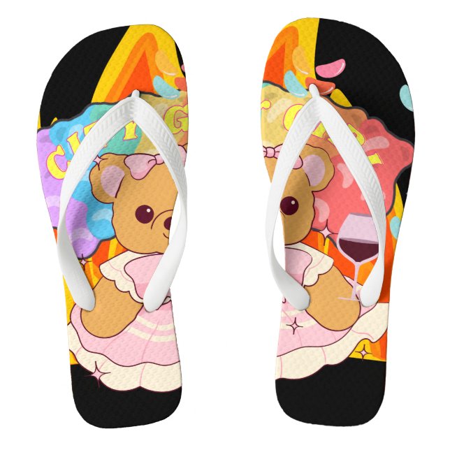 Mikitiez summer teddy bear jelly red wine fire flip flops (Footbed)