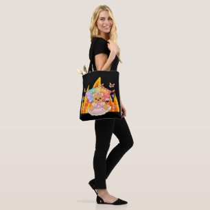 Mikitiez summer teddy bear jelly red wine fire tote bag