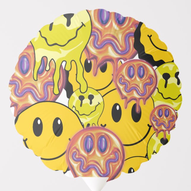 Mikitiez Throw Pillow Smileyface yellow garden Balloon (Front)