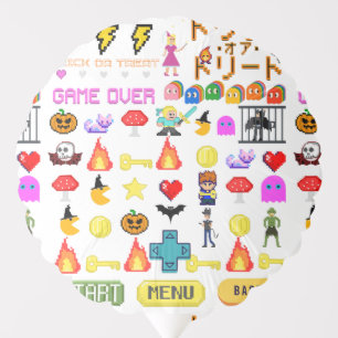 Mikitiez videogame pixel halloween spooky bat  balloon