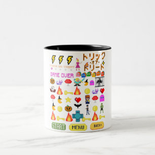Mikitiez videogame pixel halloween spooky bat Magi Two-Tone Coffee Mug