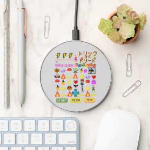 Mikitiez videogame pixel halloween spooky bat  wireless charger 