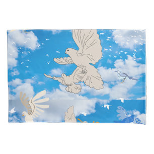 Mikitiez white bird blue sky summer beach freedom  pillow case