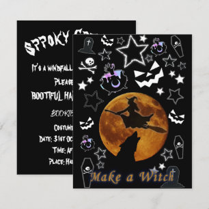 Mikitiez witch wizard halloween fullmoon  invitation