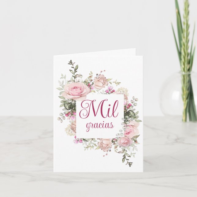 Mil Gracias, Spanish Folded Thank You Card (Front)