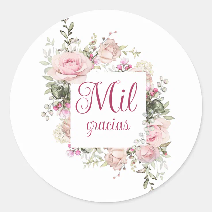 Mil Gracias, Spanish Thank You Stickers | Zazzle