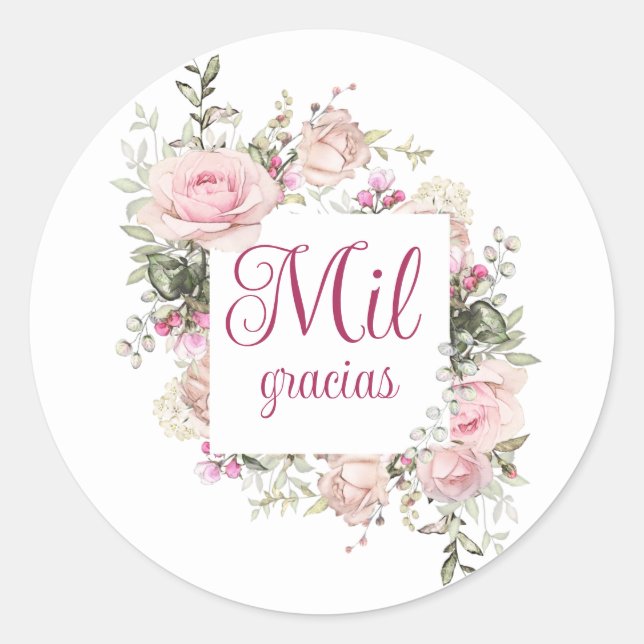 Mil Gracias, Spanish Thank You Stickers (Front)