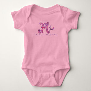 Mila name and meaning letter M baby girls clothing Baby Bodysuit