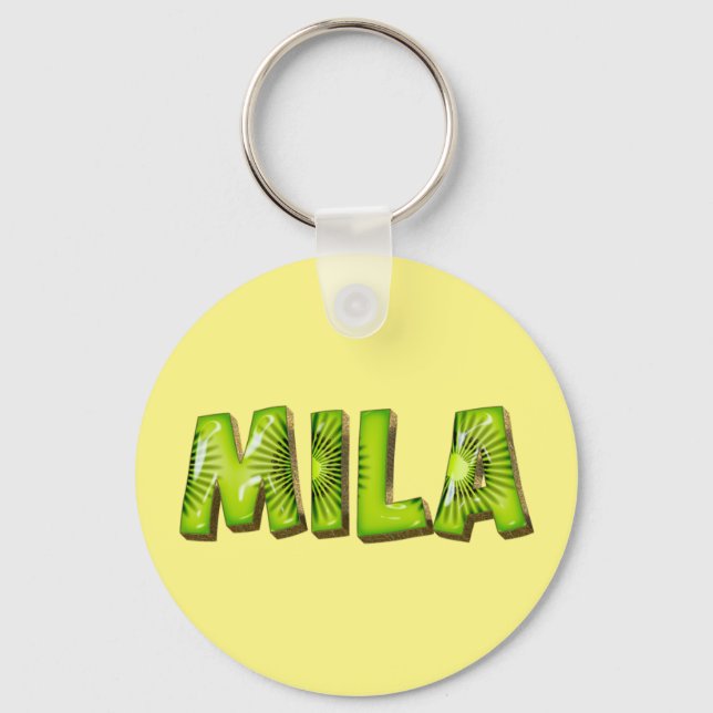 Mila Name Kiwi Design Key Keychain (Front)