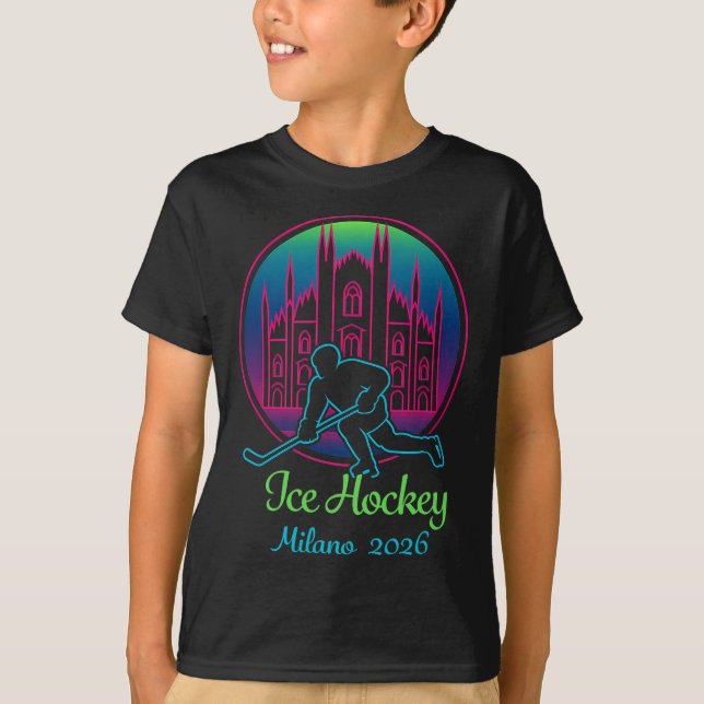 Milan 2026 Ice Hockey Winter 2026 And Duomo Di Mil T-Shirt (Front)
