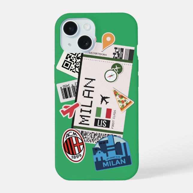 Milan Boarding Pass iPhone 15 Case (Back)